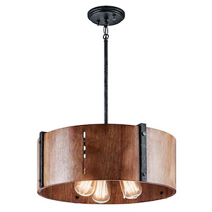 Elbur - 3 light Convertible Pendant - with Lodge/Country/Rustic inspirations - 8.5 inches tall by 18.25 inches wide - 967885
