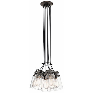 Brinley - 6 light Medium Chandelier - with Vintage Industrial inspirations - 7.75 inches tall by 11.75 inches wide