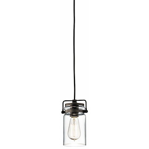 Brinley - 1 light Mini-Pendant - with Vintage Industrial inspirations - 7.75 inches tall by 4.75 inches wide - 967525
