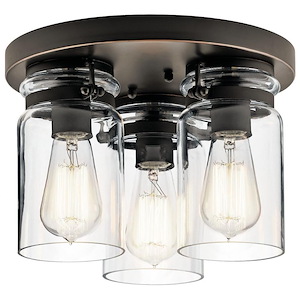 Brinley - 3 light Flush Mount - with Vintage Industrial inspirations - 8 inches tall by 11.75 inches wide - 968126