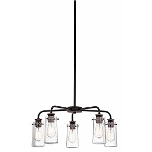 Braelyn - 5 Light Medium Chandelier - with Vintage Industrial inspirations - 11.25 inches tall by 25 inches wide - 967244