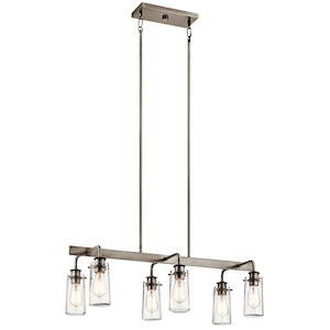 Braelyn - 6 Light Linear Chandelier - with Vintage Industrial inspirations - 11.5 inches tall by 15 inches wide - 967243