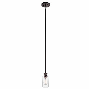 Braelyn - 1 Light Mini-Pendant - with Vintage Industrial inspirations - 8.5 inches tall by 3.75 inches wide