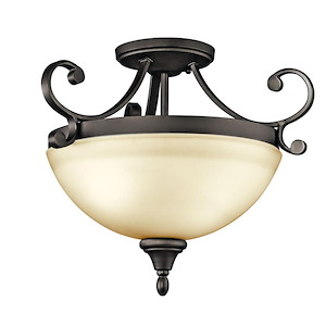 Monroe - 2 Light Semi-Flush Mount - with Traditional inspirations - 14.25 inches tall by 17.25 inches wide