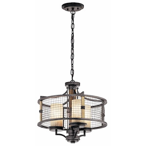 Ahrendale - 3 light Chandelier - with Lodge/Country/Rustic inspirations - 16.75 inches tall by 17.75 inches wide