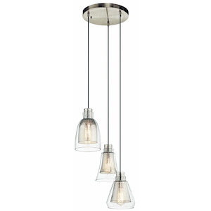 Evie - 3 light Pendant - with Transitional inspirations - 9.5 inches tall by 14.25 inches wide - 967760