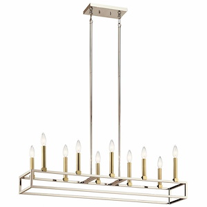 Finet - 10 light Linear Chandelier - with Contemporary inspirations - 17 inches tall by 8.5 inches wide