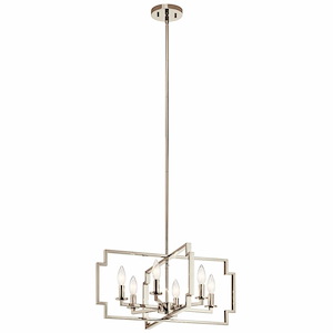Downtown Deco - 6 Light Convertible Chandelier - with Transitional inspirations - 10.75 inches tall by 21.5 inches wide - 969287