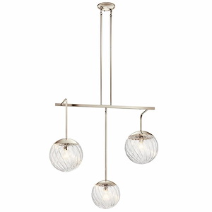 Amaryliss - 3 light Linear Chandelier - with Contemporary inspirations - 38.5 inches tall by 32.25 inches wide