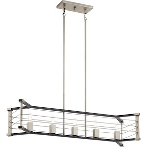 Lente - 5 Light Linear Chandelier In Vintage Industrial Style-13.5 Inches Tall and 12 Inches Wide - 1148242
