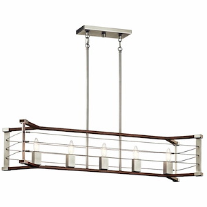 Lente - 5 light Linear Chandelier - with Vintage Industrial inspirations - 13.5 inches tall by 12 inches wide - 969957