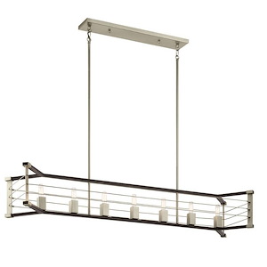 Lente - 7 Light Linear Chandelier - with Vintage Industrial inspirations - 13.5 inches tall by 13 inches wide - 970216