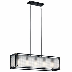 Steel - 5 light Linear Chandelier - 10.75 inches tall by 10.5 inches wide