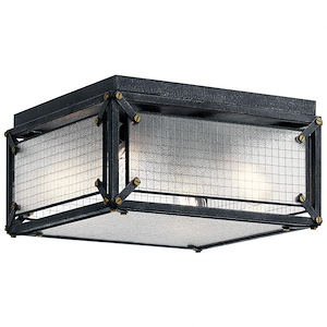 Steel - 4 light Flush Mount - 8 inches tall by 15.5 inches wide