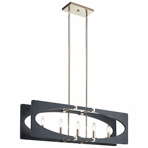 Alscar - 5 light Linear Chandelier - with Transitional inspirations - 11.5 inches tall by 7.5 inches wide