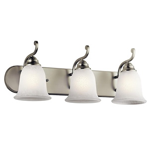 Camerena - 3 Light Bath Vanity Approved for Damp Locations - with Traditional inspirations - 9 inches tall by 24 inches wide