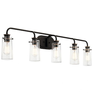 Braelyn - 5 Light Bath Vanity Approved for Damp Locations - with Vintage Industrial inspirations - 10 inches tall by 44 inches wide - 969795