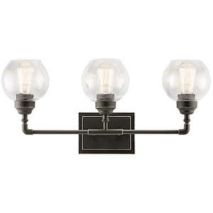 Niles - 3 Light Transitional Bath Vanity Approved for Damp Locations - with Vintage Industrial inspirations - 10.75 inches tall by 24 inches wide - 968823