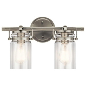 Brinley - 2 Light Bath Vanity Approved for Damp Locations - with Vintage Industrial inspirations - 10 inches tall by 15.75 inches wide - 969254