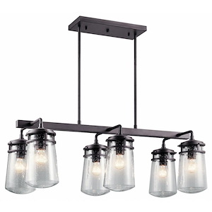 Lyndon - 6 Light Outdoor Linear Chandelier - With Coastal Inspirations - 13.75 Inches Tall By 17 Inches Wide - 1254045