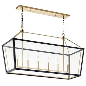 Delvin - 6 Light Linear Chandelier In Traditional Style-26 Inches Tall and 16 Inches Wide - 1328497