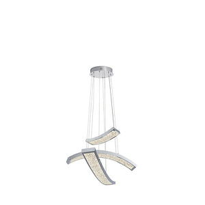 Crushed Ice - 3 LED Pendant In Contemporary Style-22.75 Inches Tall and 15 Inches Wide