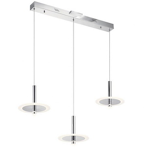 Korfu - 3 LED Linear Pendant In Contemporary Style-9.75 Inches Tall and 9.5 Inches Wide