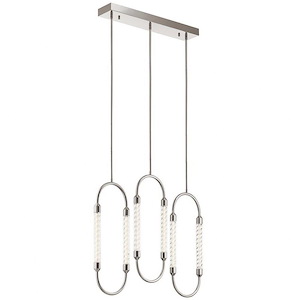 Delsey - 3 LED Linear Pendant In Contemporary Style-9.5 Inches Tall and 24.5 Inches Wide