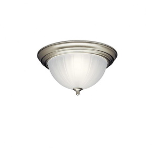 2 light Flush Mount - with Utilitarian inspirations - 5.5 inches tall by 13.25 inches wide