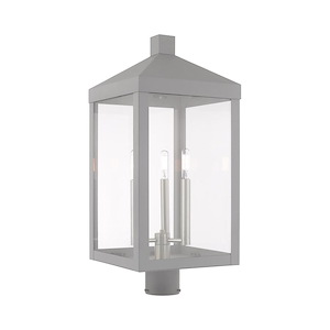 Nyack - 3 Light Outdoor Post Top Lantern in Mid Century Modern Style - 10.5 Inches wide by 24 Inches high - 831831