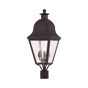 Amwell - 3 Light Outdoor Post Top Lantern in Farmhouse Style - 10.5 Inches wide by 27.5 Inches high - 189843