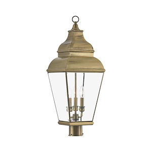 Exeter - 3 Light Outdoor Post Top Lantern in Farmhouse Style - 10 Inches wide by 28.25 Inches high - 189828