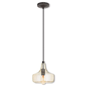 Art Glass - 1 Light Mini Pendant in Coastal Style - 8 Inches wide by 9.5 Inches high - 522681
