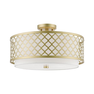 Arabesque - 3 Light Large Semi-Flush Mount In Fretwork Style-10.75 Inches Tall and 18.13 Inches Wide - 614553