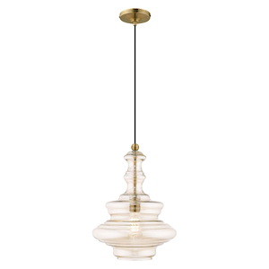 Art Glass - 1 Light Mini Pendant in Coastal Style - 12.25 Inches wide by 18.5 Inches high - 831706