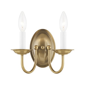 Home Basics - 2 Light Wall Sconce in Farmhouse Style - 9.75 Inches wide by 7 Inches high - 189878