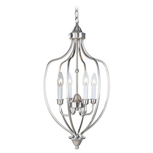 Home Basics - 4 Light Foyer in Farmhouse Style - 13 Inches wide by 26 Inches high - 189866