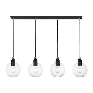 Downtown - 4 Light Sphere Linear Chandelier In Industrial Style-16.25 Inches Tall and 8 Inches Wide - 1220042