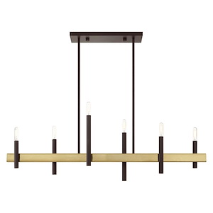 Denmark - 6 Light Chandelier in Mid Century Modern Style - 7.25 Inches wide by 24 Inches high - 939471