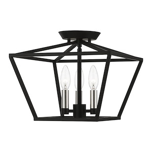 Devone - 3 Light Square Semi-Flush Mount In Transitional Style-10.75 Inches Tall and 12.5 Inches Wide - 1220045