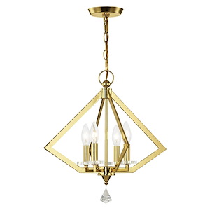 Diamond - 4 Light Chandelier in Mid Century Modern Style - 18 Inches wide by 18.5 Inches high - 443907