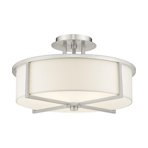 Wesley - 3 Light Semi-Flush Mount in Modern Style - 16 Inches wide by 9.25 Inches high - 476988