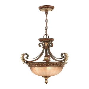 Villa Verona - 3 Light Convertible Inverted Pendant in Mediterranean Style - 17 Inches wide by 17.5 Inches high - 190461
