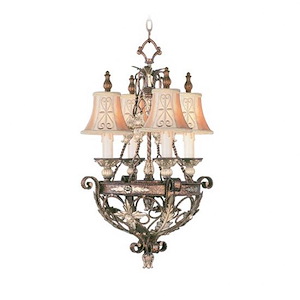 Pomplano - 4 Light Chandelier in French Country Style - 17.5 Inches wide by 28.5 Inches high - 190582