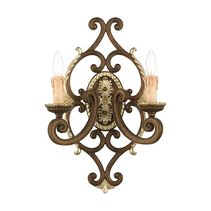 Seville - 2 Light Wall Sconce in French Country Style - 14.25 Inches wide by 21.25 Inches high - 190575