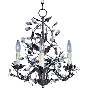 Elegante-3 Light Mini Chandelier in Leaf style-18.5 Inches wide by 18 inches high - 53969