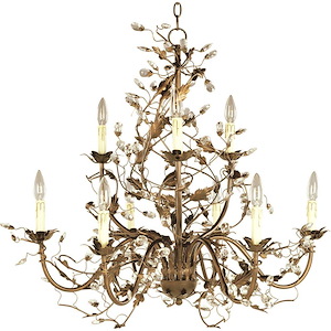 Elegante-9 Light 2-Tier Chandelier in Leaf style-29 Inches wide by 30.5 inches high - 53971