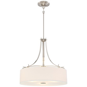 Poleis - Drum Pendant 3 Light White Linen Fabric in Transitional Style - 20 inches tall by 20 inches wide - 539002