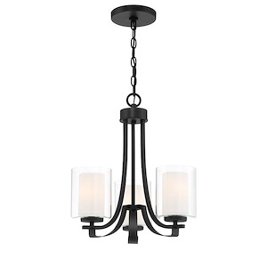 Parsons Studio - Chandelier 3 Light Sand Coal Steel/Glass in Transitional Style - 18.5 inches tall by 18 inches wide - 1209208