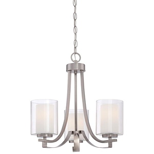 Parsons Studio - Mini Chandelier 3 Light Brushed Nickel in Transitional Style - 18.5 inches tall by 18 inches wide - 539087